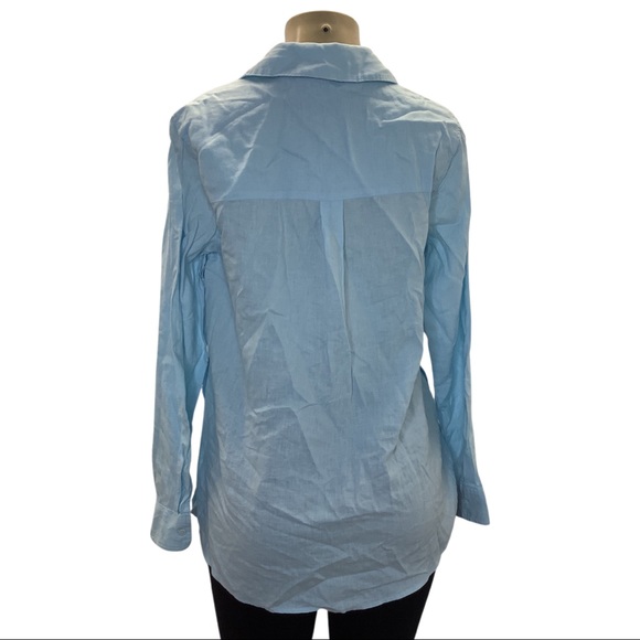 Isabel Maternity Long Sleeve Collared Side Woven Popover Maternity Shirt NWT - Picture 6 of 7